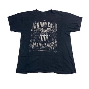 Johnny Cash Man In Black Tee Thrifted Vintage Style Size L